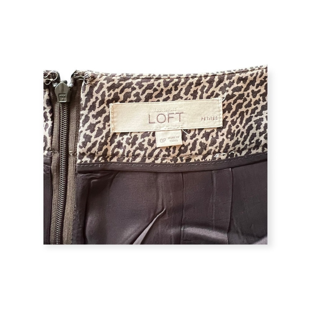 Ann taylor loft skirt silk blend  size O Petite XS animal print business attire - Picture 8 of 8